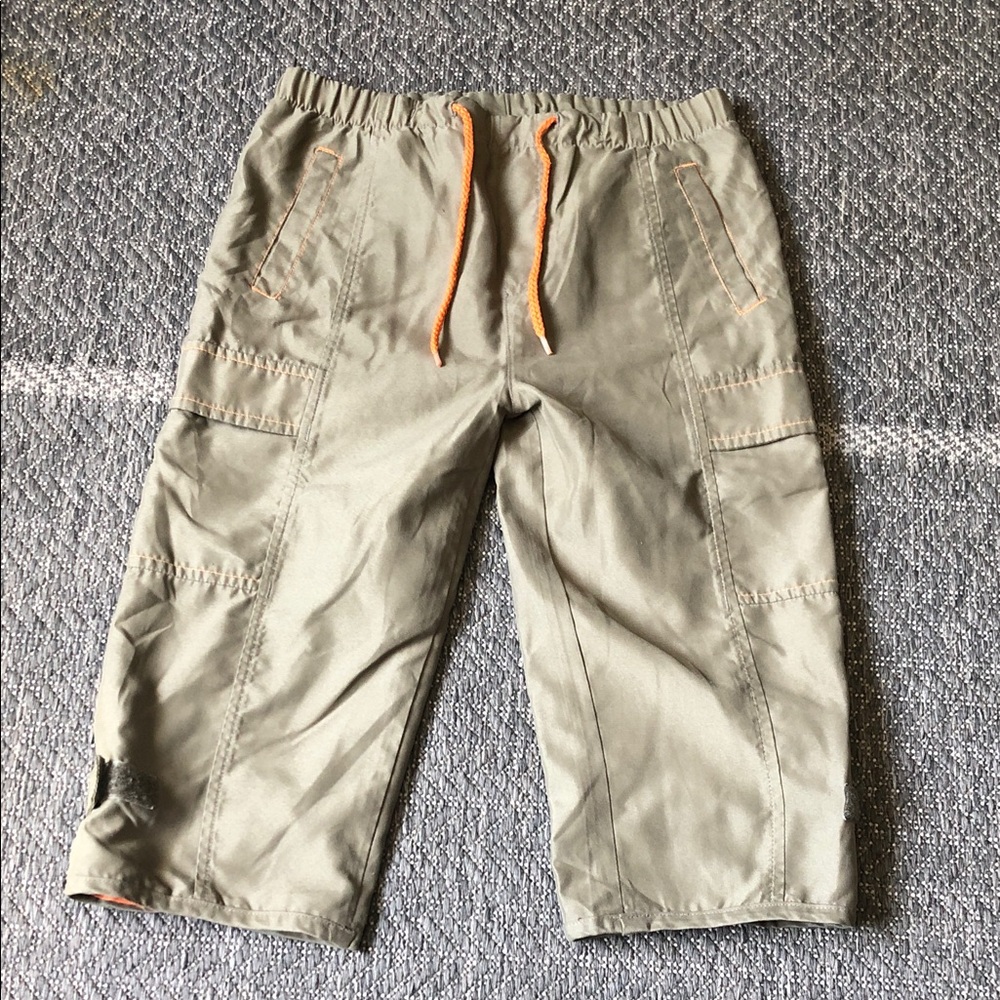 Olive Green Cargo Pants with Orange Drawstring